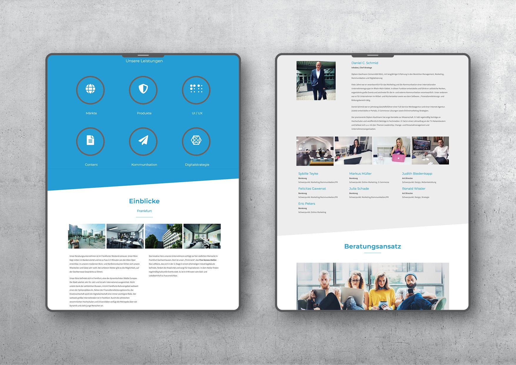 Corporate Design und Homepage Entwicklung für Beratungsunternehmen durch Grafik-Designer Ronald Wissler