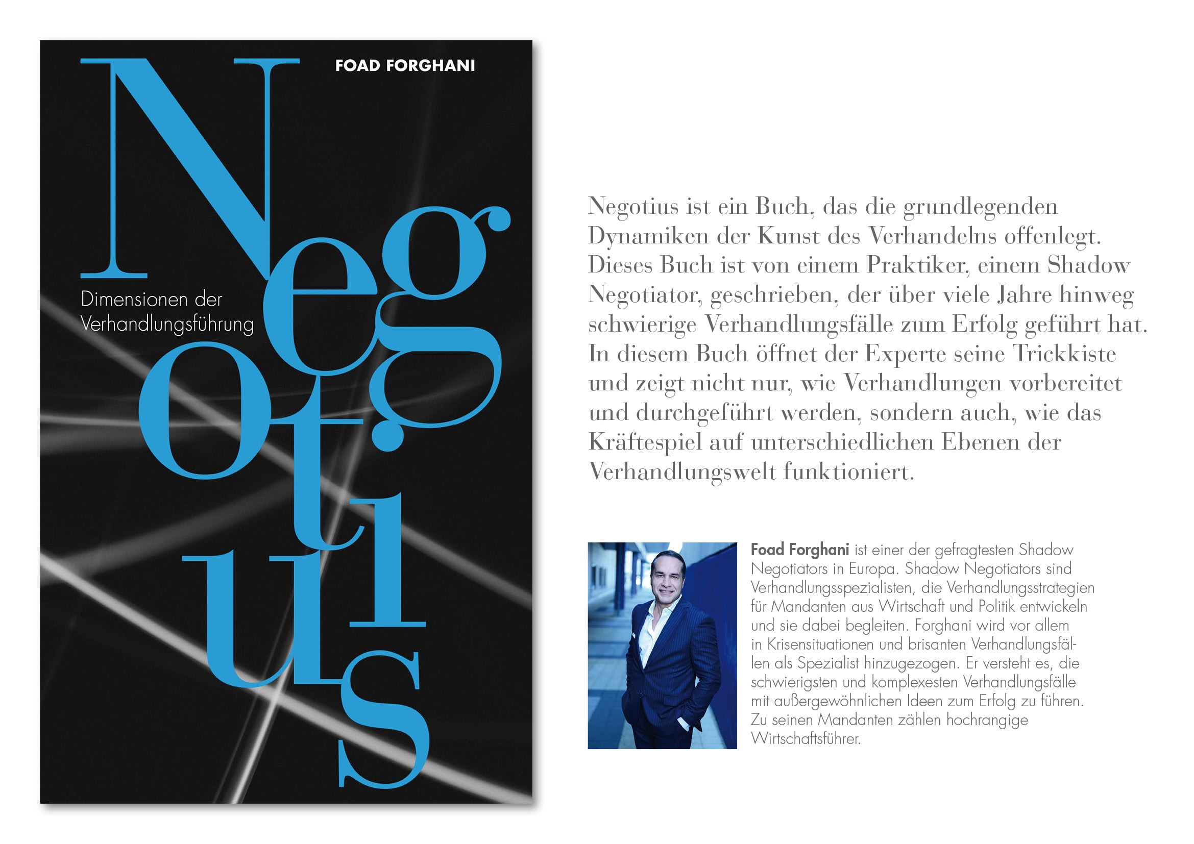 Buchcover-Design für Negotius - Erfahrungen eines Shadow Negotiators des Autors Foad Forghani durch Grafik-Designer Ronald Wissler