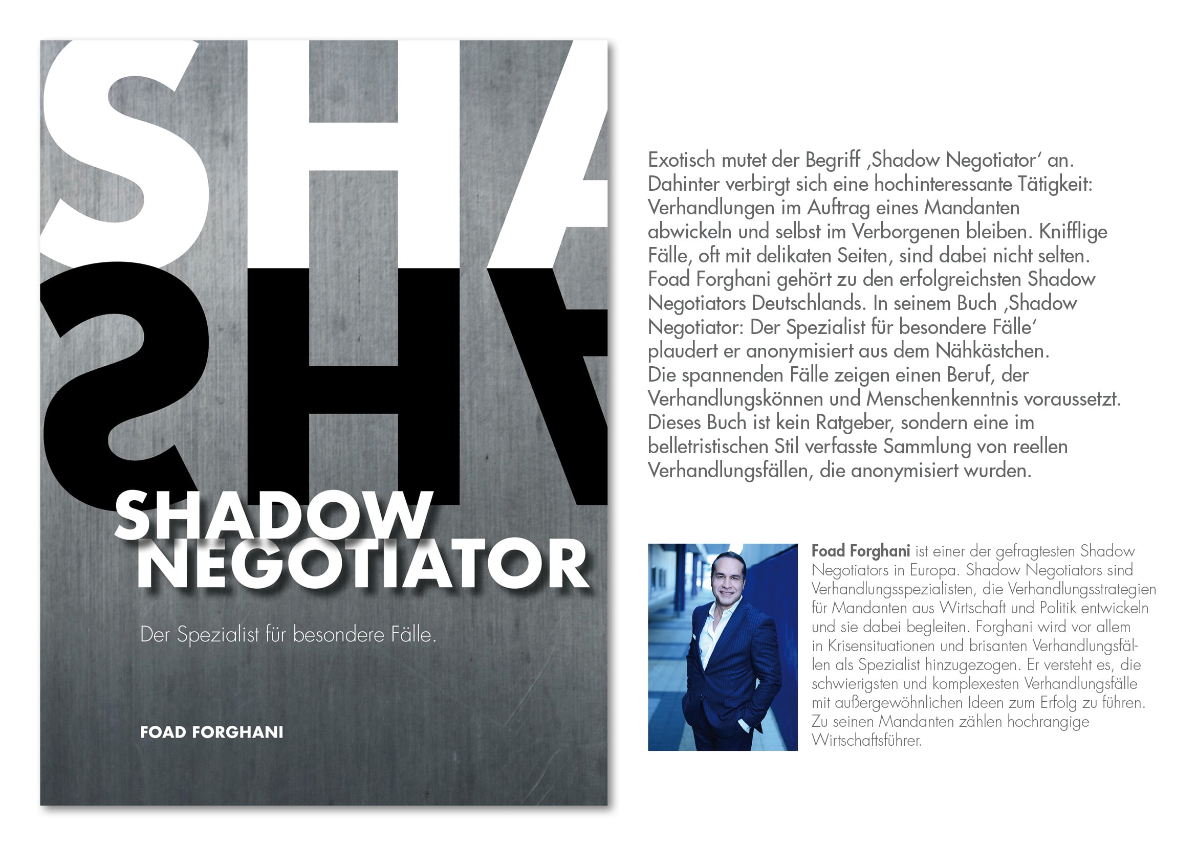 Buchcover-Design Shadow Negotiator von Autor Foad Forghani durch Grafik-Designer Ronald Wissler