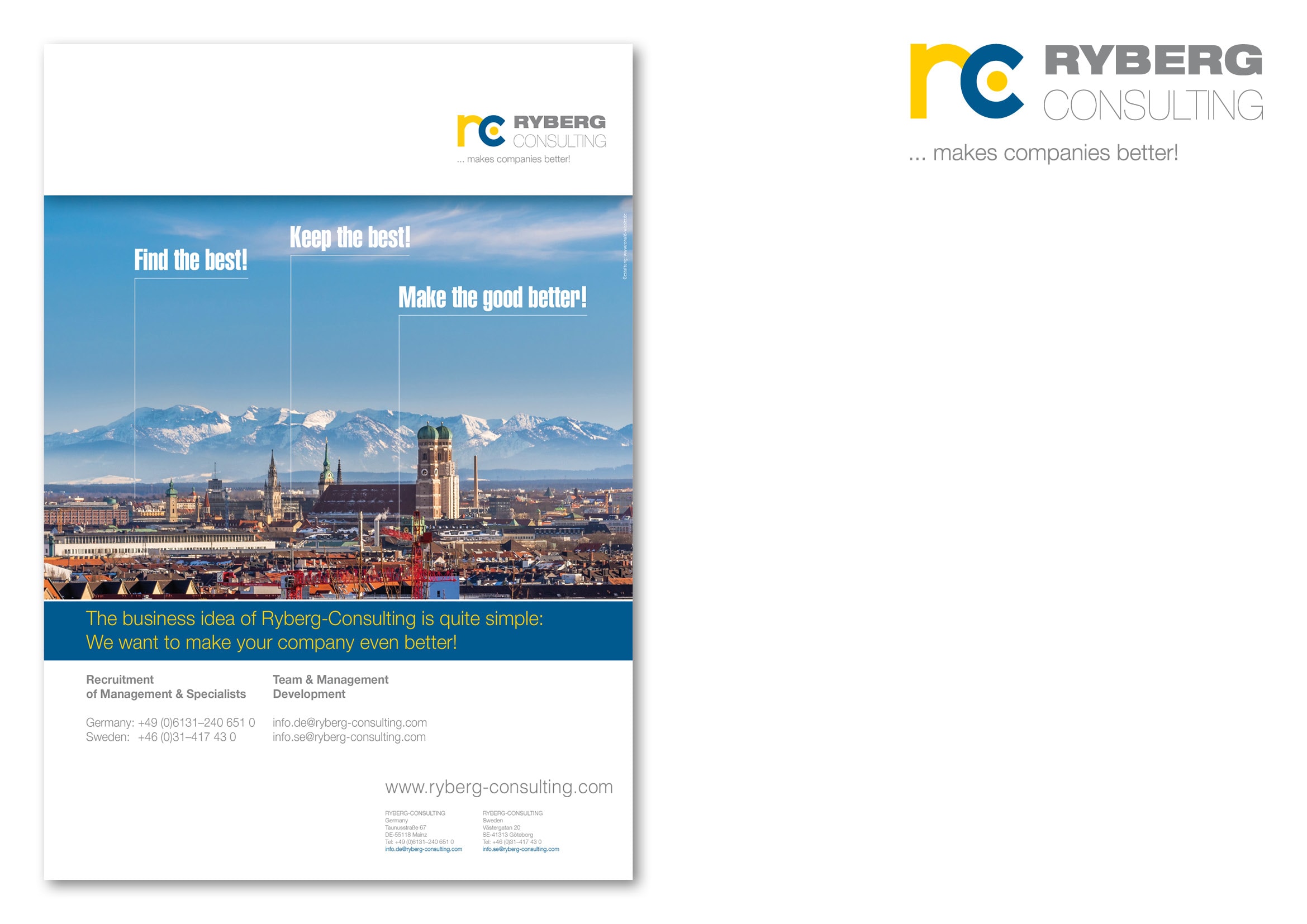 Entwicklung Anzeigenmotiv München für die Anzeigenkampagne „Find the Best!“ für die Personalberatung Ryberg Consulting durch Grafik-Designer Ronald Wissler