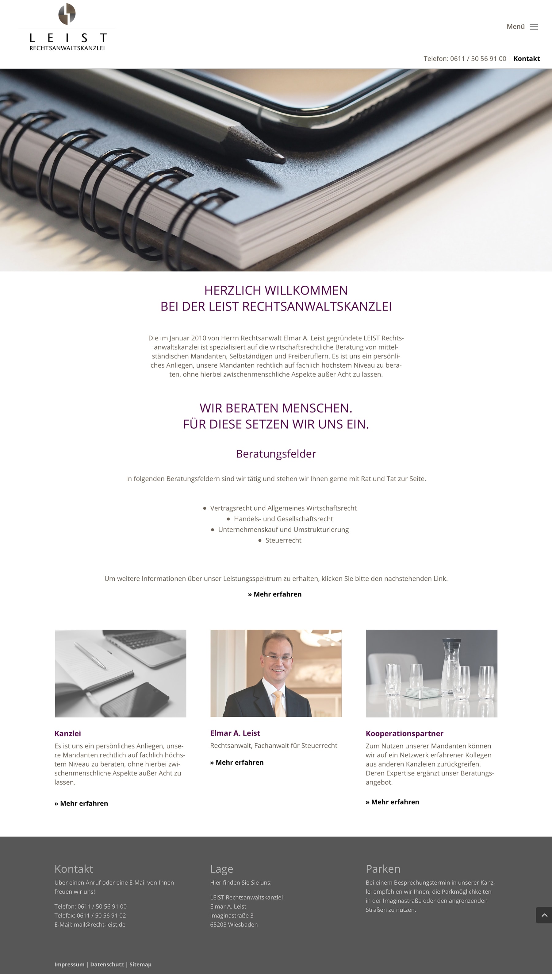 Webdesign Entwicklung für Rechtsanwaltskanzlei durch Grafik-Designer Ronald Wissler