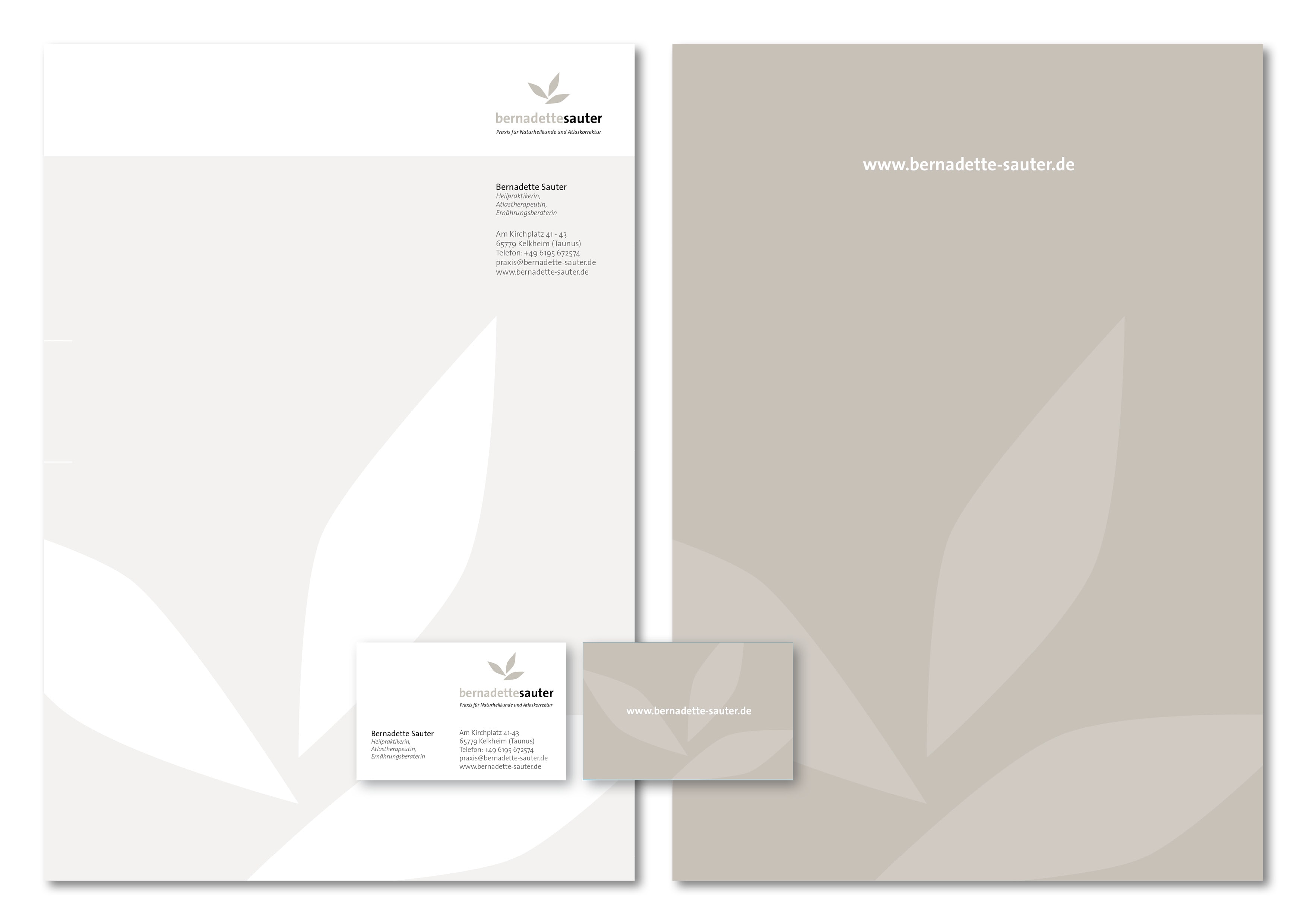 Corporate Design Entwicklung und Programmierung Homepage für Bernadette Sauter, Praxis für Naturheilkunde und Atlaskorrekturdurch Grafik-Designer Ronald Wissler