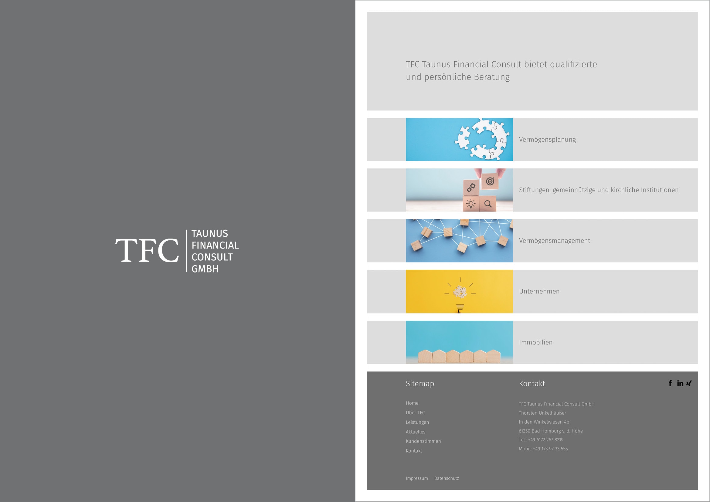 Homepage Entwicklung für die unabhängige und eigentümergeführte Vermögensplanungsgesellschaft TFC Taunus Financial Consult GmbH durch Webdesigner Ronald Wissler Frankfurt