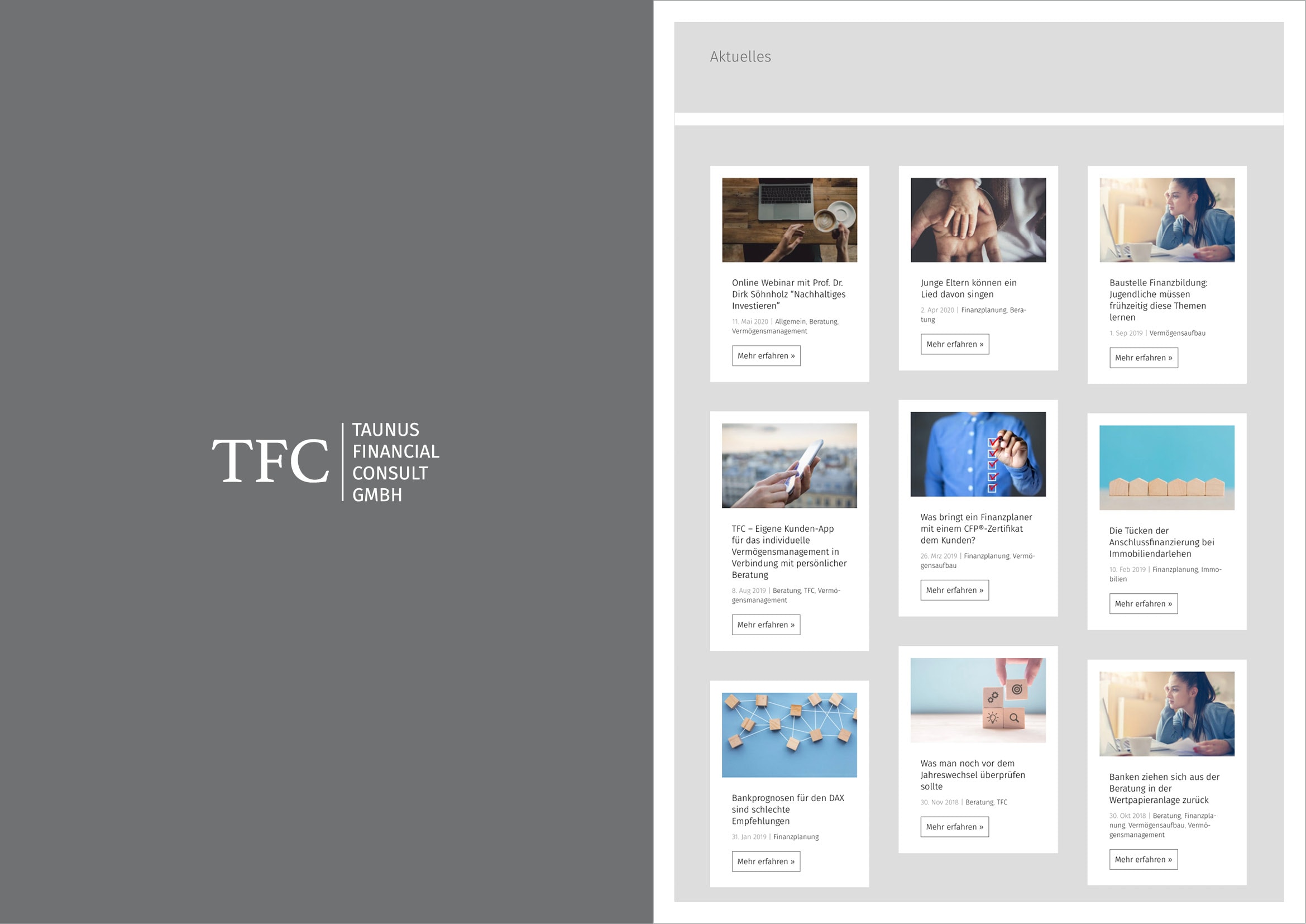 Homepage Entwicklung für die unabhängige und eigentümergeführte Vermögensplanungsgesellschaft TFC Taunus Financial Consult GmbH durch Webdesigner Ronald Wissler Frankfurt