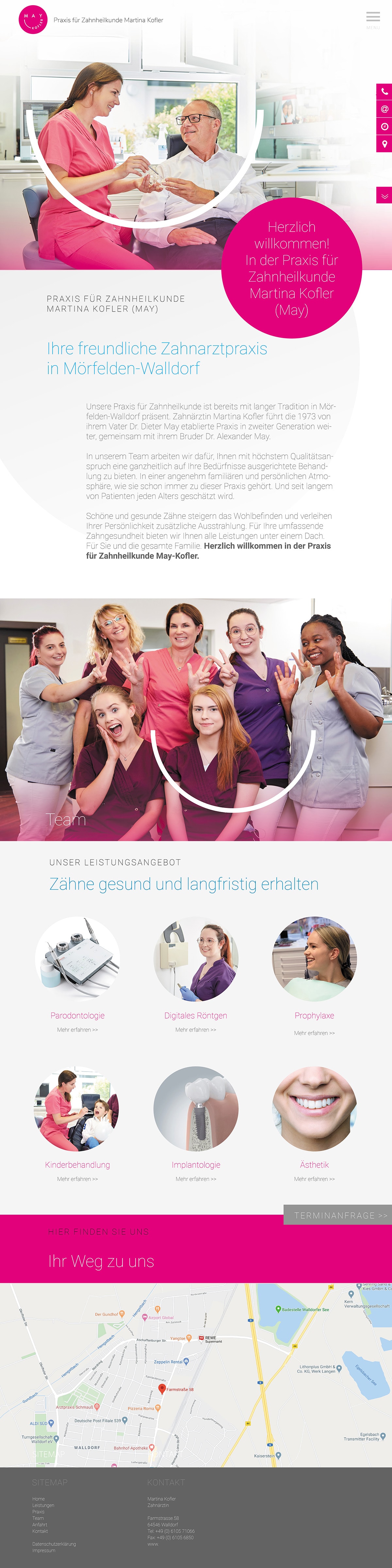Homepage Entwicklung für Zahnarztpraxis Martina Kofler durch Ronald Wissler Visuelle Kommunikation