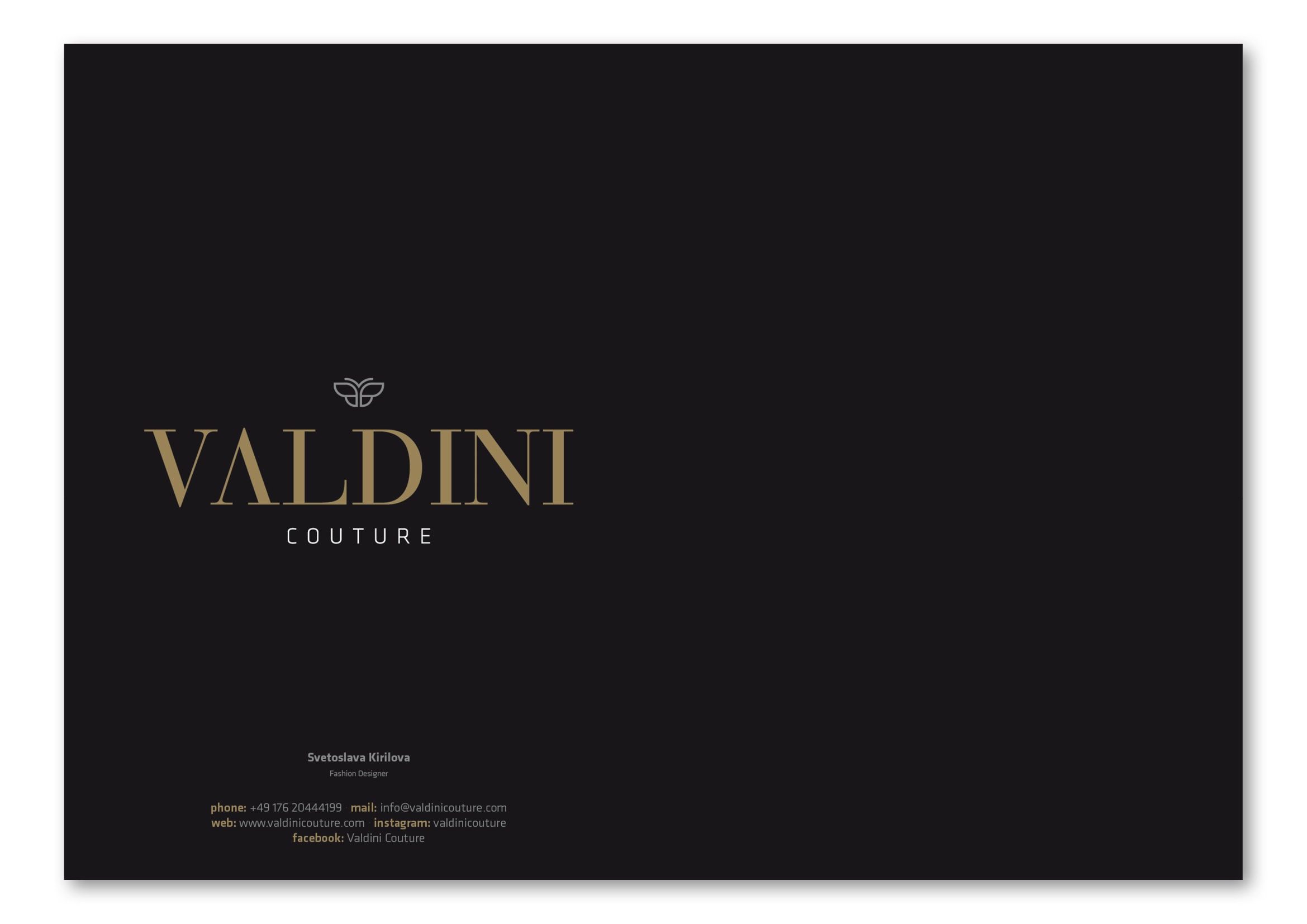 Gestaltung Mode-Lookbook für Modedesignerin Svetoslava Kirilova der Modemarke Valdini Couture