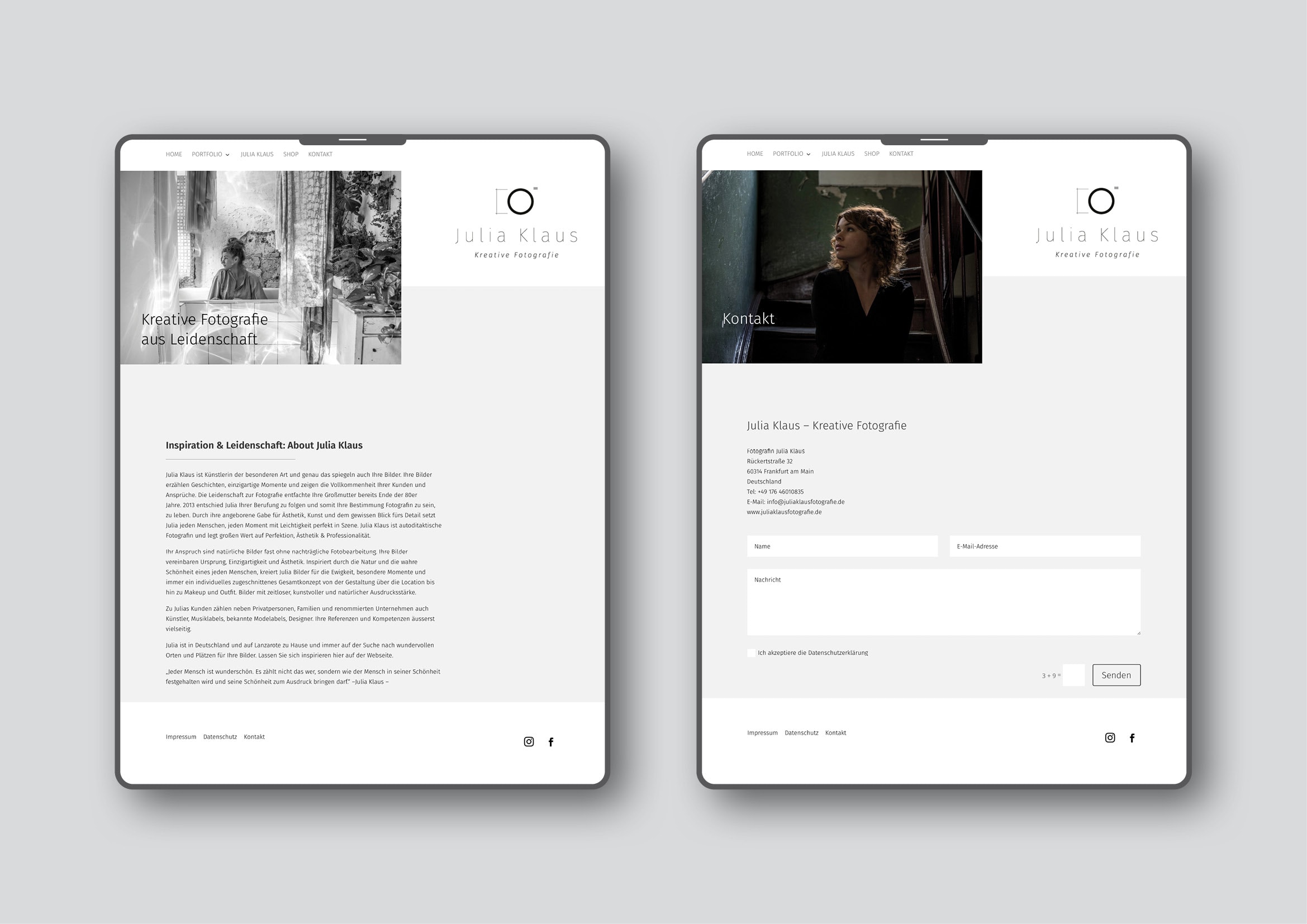 Webdesign und technische Umsetzung Homepage für Fotografin Julia Klaus durch Webdesigner Ronald Wissler Frankfurt