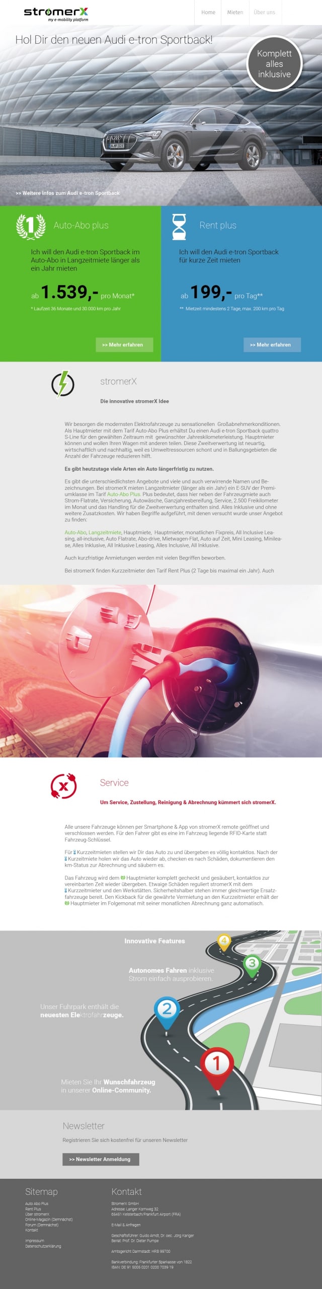 Corporate Design und Webdesign und Entwicklung für E-Mobilität Internet Plattform StromerX durch Ronald Wissler Visuelle Kommunikation