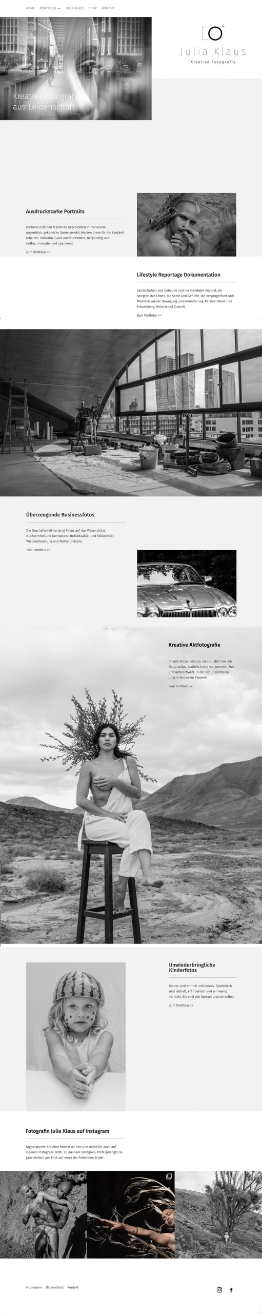 Webdesign und technische Umsetzung Homepage für Fotografin Julia Klaus durch Webdesigner Ronald Wissler Frankfurt