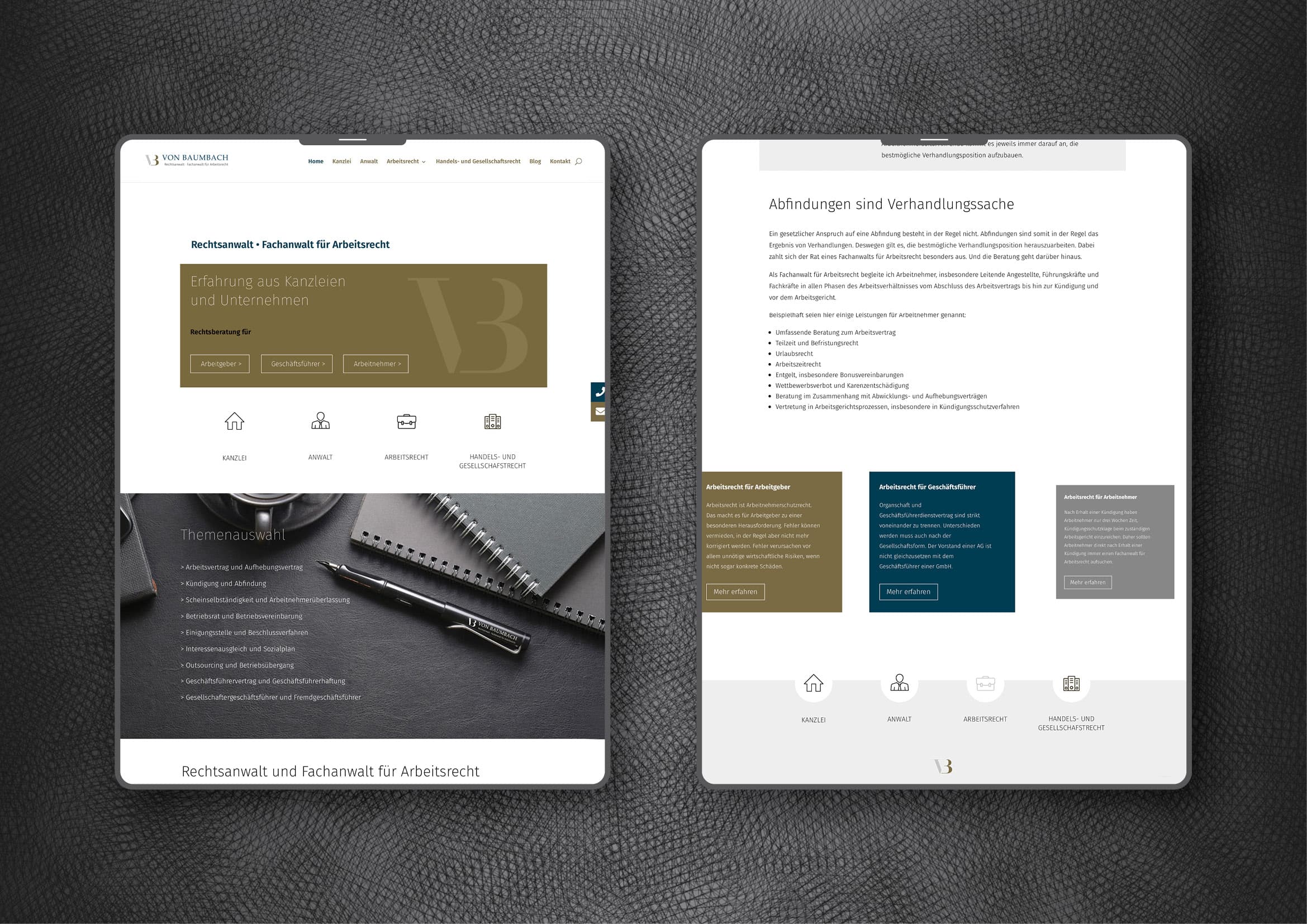 Webdesign Entwicklung und technische Umsetzung Homepage für Anwaltskanzlei