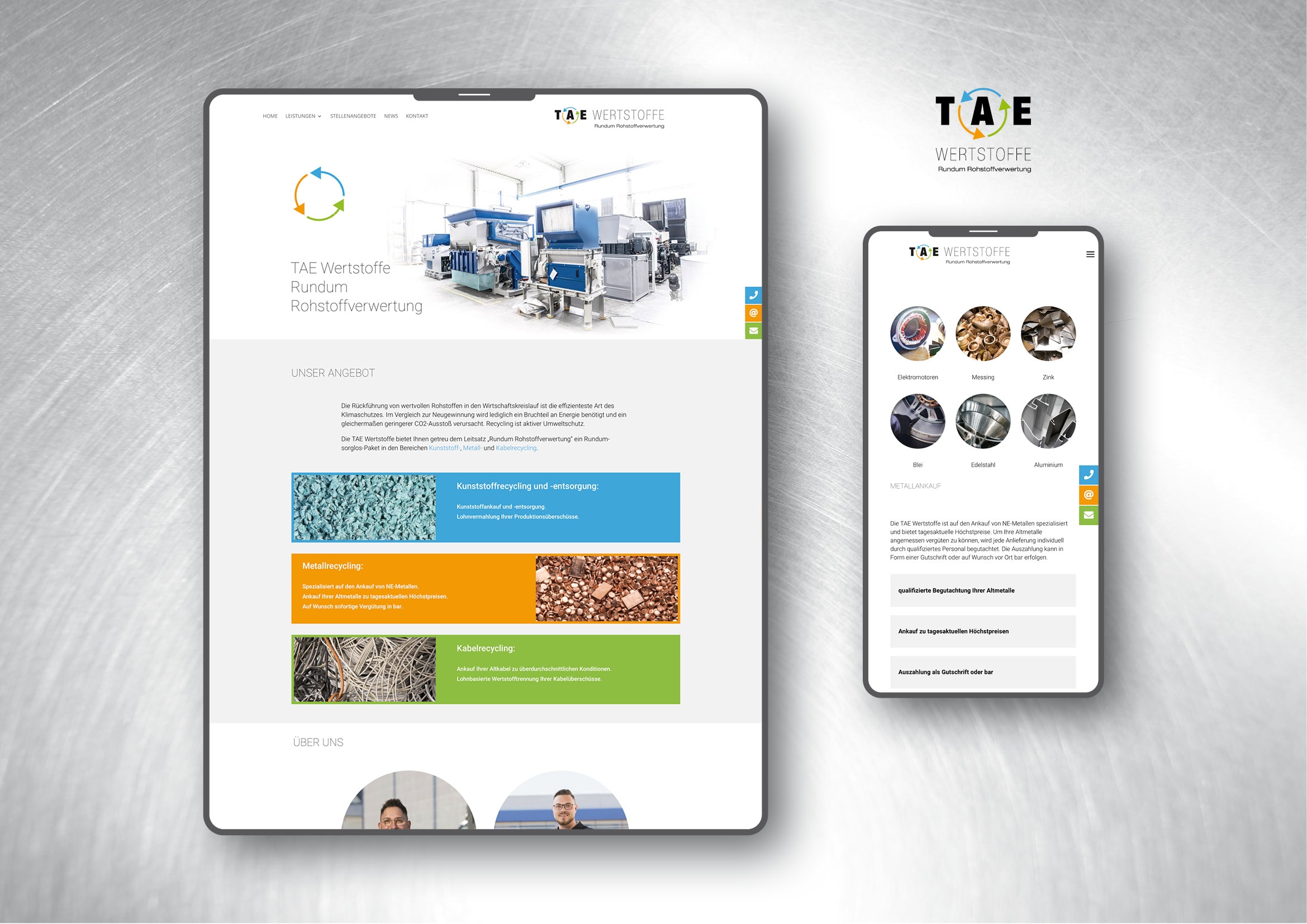 New Business: Corporate Design, Webdesign und technische Umsetzung Homepage Recyclingunternehmen