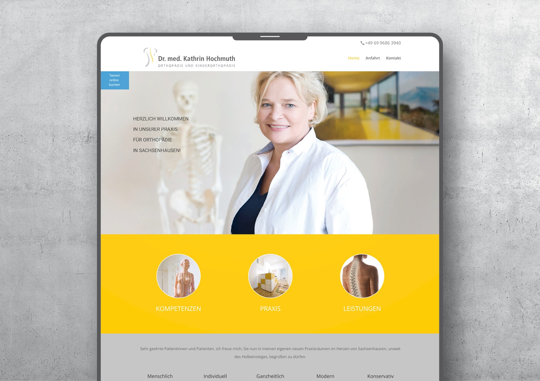 Webdesign der Arztpraxis (Startseite)