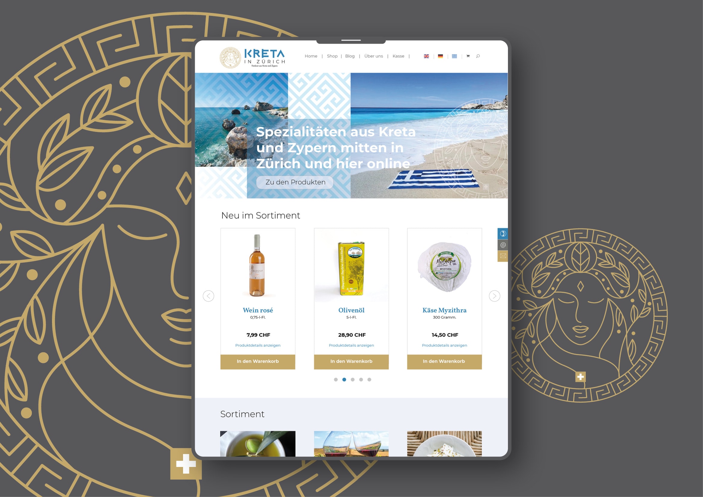 Webdesign für Onlineshop Kreta in Zürich