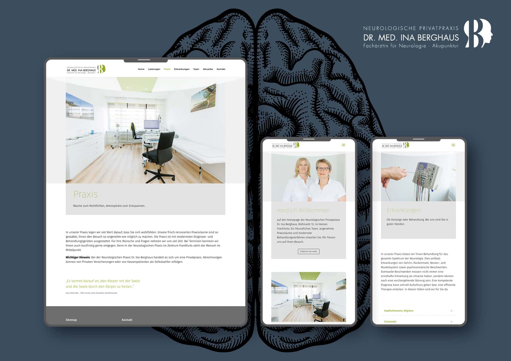 Entwicklung Webdesign und Programmierung einer modernen Homepage für neurologische Praxis