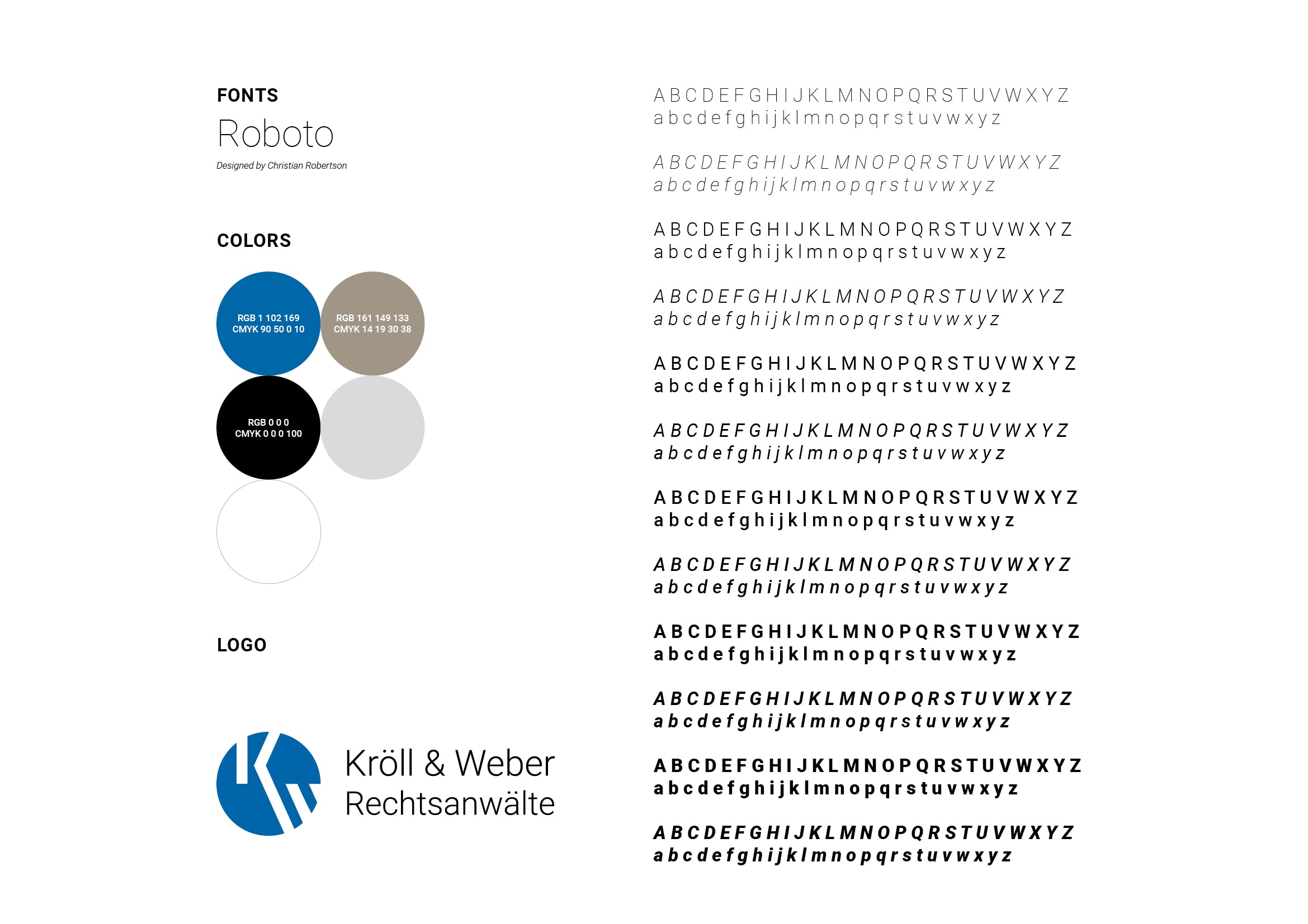 Logo- und Corporate Design Entwicklung für Kröll & Weber Rechtsanwälte durch Ronald Wissler Visuelle Kommunikation