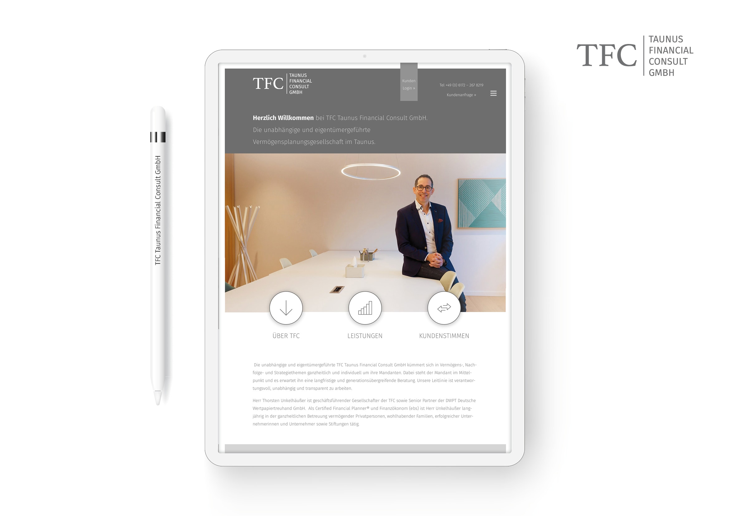 Homepage Entwicklung für die unabhängige und eigentümergeführte Vermögensplanungsgesellschaft TFC Taunus Financial Consult GmbH