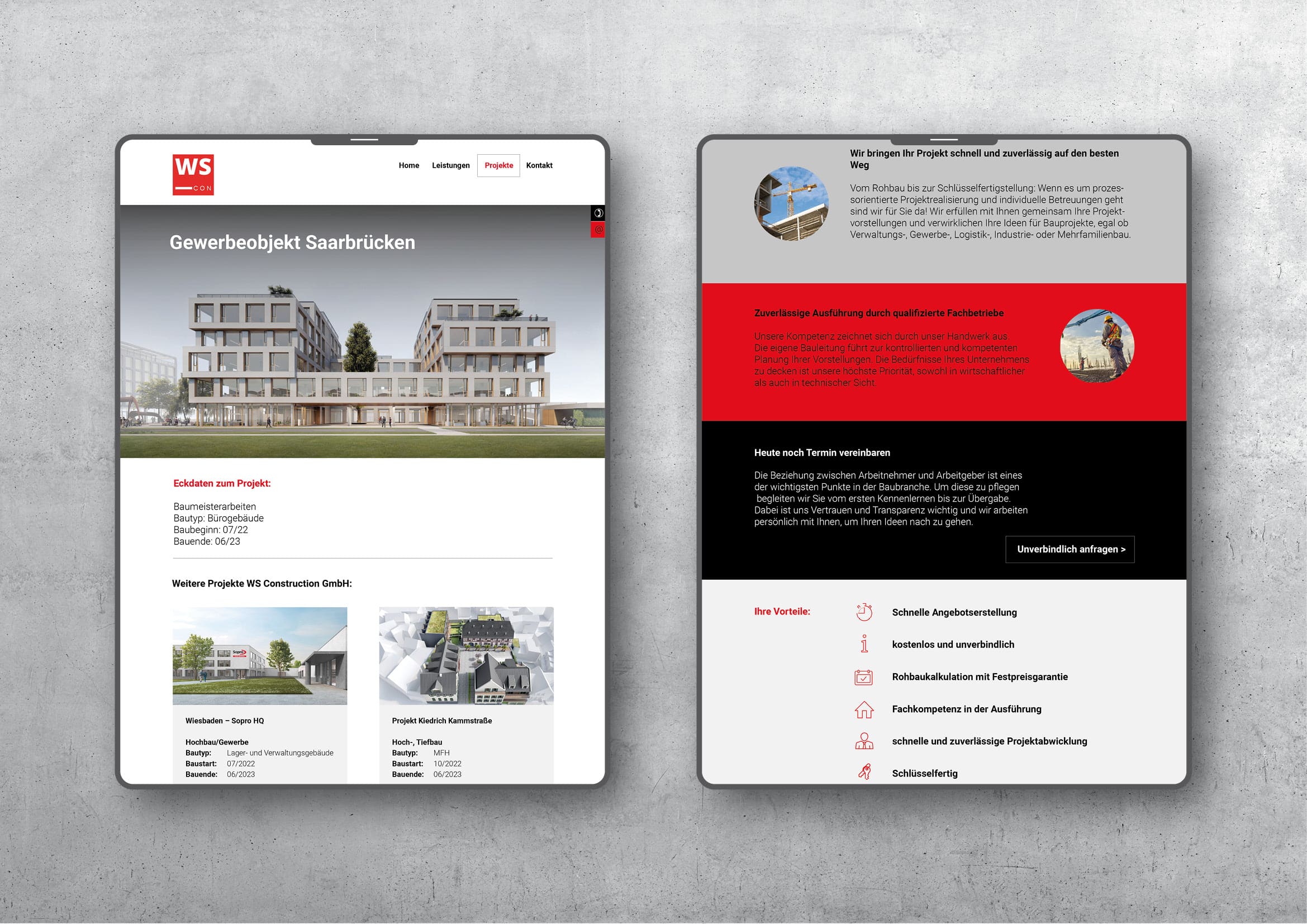 Professionelles Webdesign und technische Entwicklung Homepage für Bauunternehmen durch Frankfurter Webdesigner Ronald Wissler